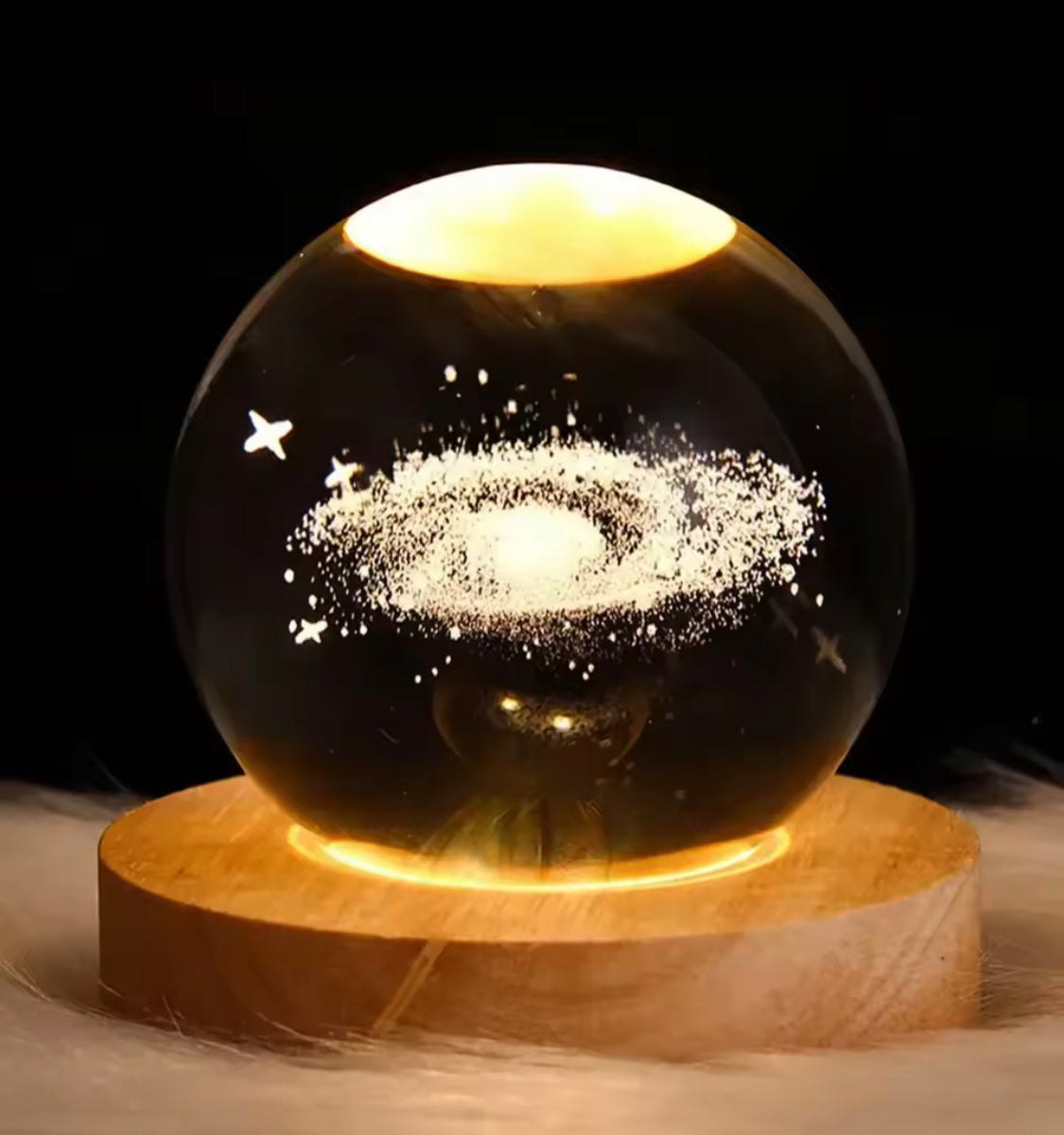3D Crystal Ball Light, Glowing Planet Crystal Ball Lamp, Warm Bedside Light, Luminous Decor Atmosphere Light, Wood Base Fantasy Decor Crystal Ball, Universe Series Crystal Ball, LED Base Astronomy Night Light for Home Decor