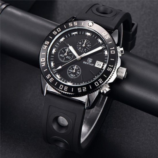 Benyar - By-5198 2022 Black Men Watch Chronograph With Strap Silicone Water resistance 10BAR