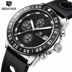 Benyar - By-5198 2022 Black Men Watch Chronograph With Strap Silicone Water resistance 10BAR