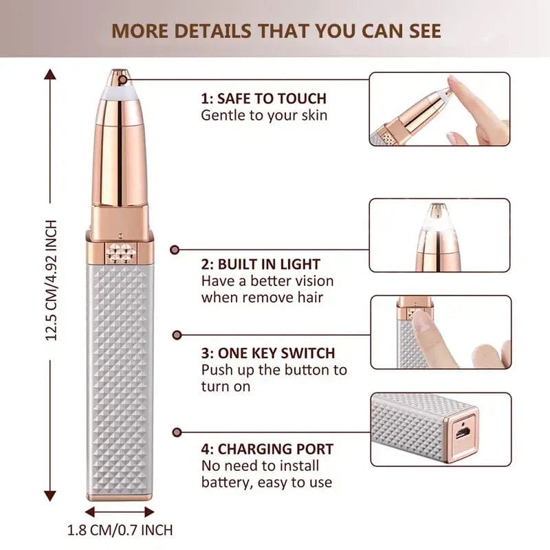 2 In 1 Facial Epilator, New Electric Eyebrow Trimmer, Portable Hair Remover, Painless Shaver for Women Bod, Facial Eyebrow Trimmer, USB Rechargeable Hair Shaving Device