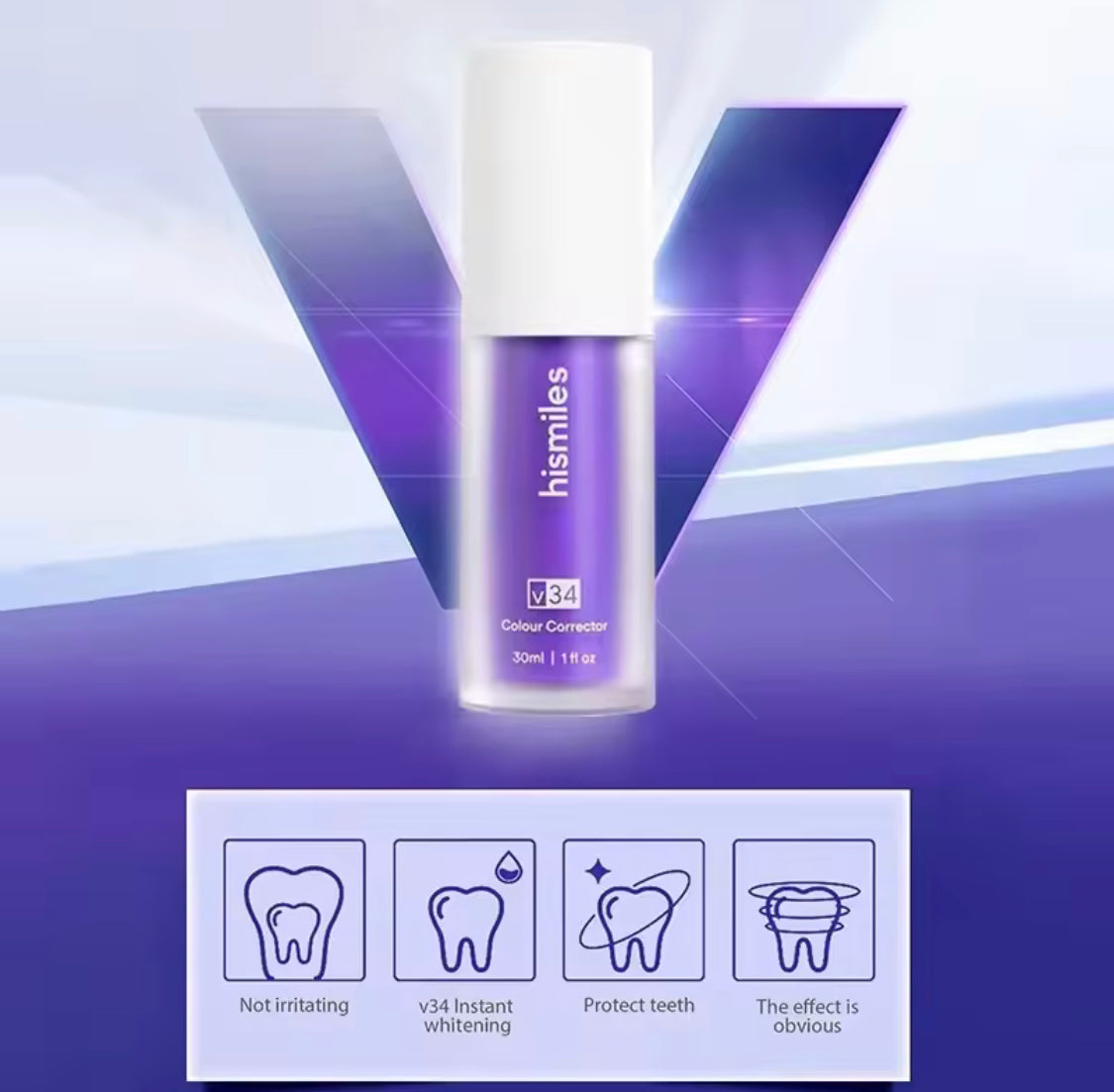 Purple Whitening Toothpaste, Effective Whitening Teeth Mousse, Oral Cleaning Whitening Toothpaste