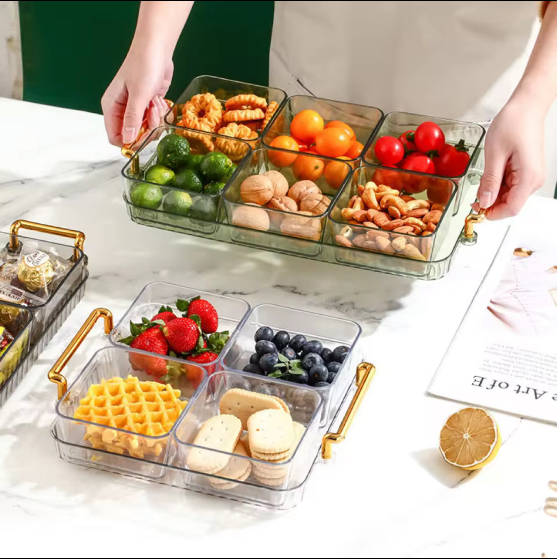 Luxury Fruit Plate, Home Candy Melon Seed Box, Dried Fruit Plate Partition Platter