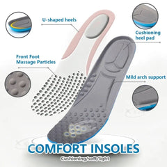 Shock Absorbing Insoles, Full Length Massage Cushion Insoles, Boot Replacement Inserts Shoe, Arch Support Heel Cushion, Unisex Foot Care, Foot Massage Breathable Shoe Soles, Relief Insoles for Working Daily Use, Comfortable Replacement Shoe Insole