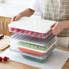 Plastic Food Storage Box With Lid, Refrigerator Organizer Box, Kitchen Dumpling Tray