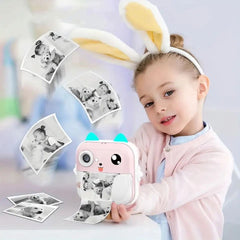 Cat Camera Printer, Children Instant Print Camera, Kids Photography Digital Photo Camera, 2-in-1 Portable Digital Camera, Pocket Printer With Thermal Paper Roll, Mini Bluetooth Photo Printer Camera