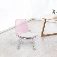 Acrylic Small Stool With Universal Wheel, Mobile Salon Step Stool, Kids Chair with Transparent Backrest