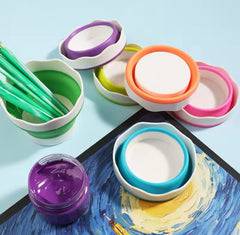 Silicone Brush Washing Bucket, Foldable Paint Brush Washer, Portable Art Brush Holder