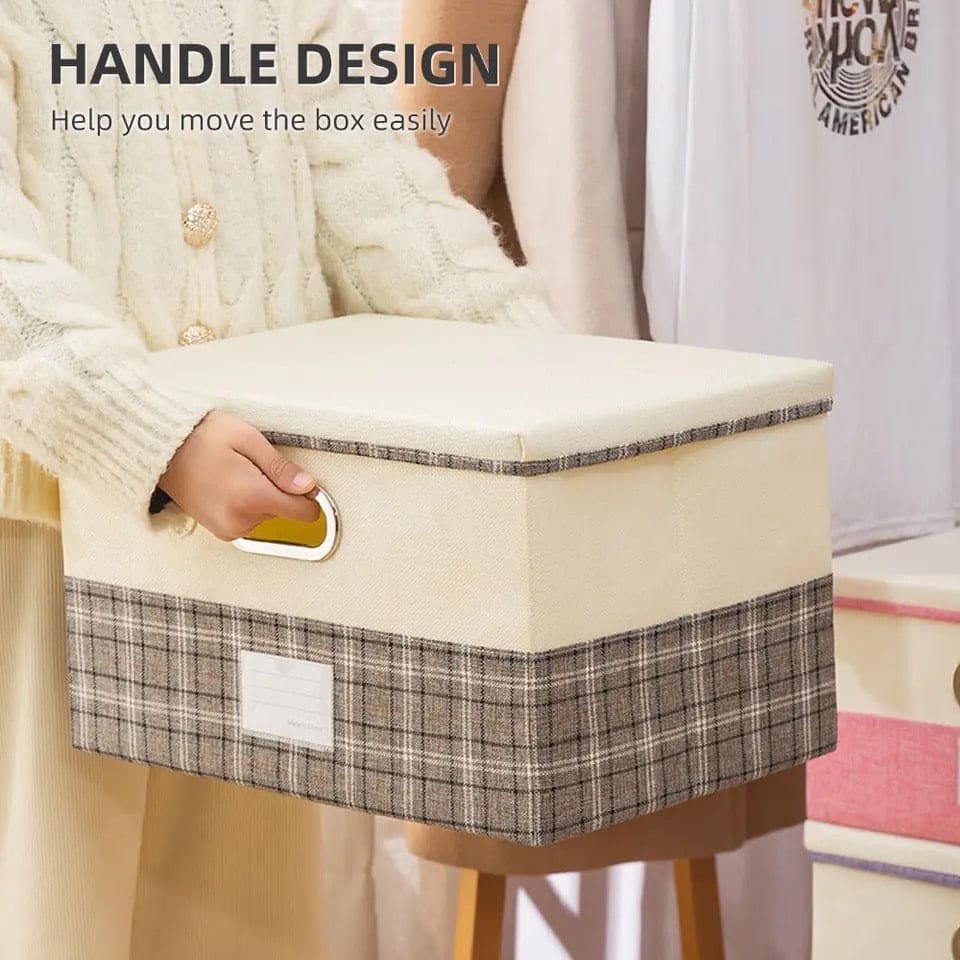 Checkered Sorting Box, Sundries Wardrobe Storage Organizer, Multipurpose Large Capacity Storage Basket