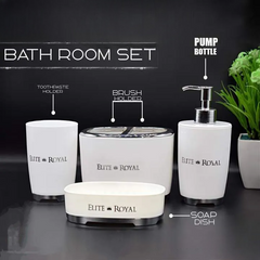 4Pcs Elegant Bathroom Set, High Quality Bath Accessories, Toothbrush Holder, Soap Dish And Lotion Dispenser