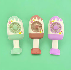 Popsicle Ice Cream Handheld Mini Portable Fan, Rechargeable Ice Cream Mini Hand Fan With Stand, Summer Mini Portable Hand Fan