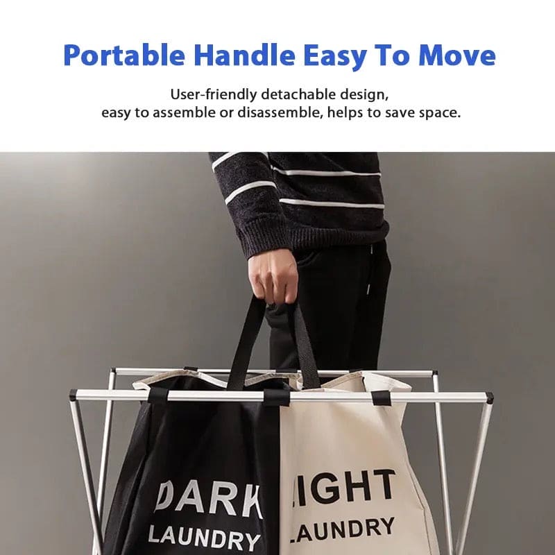 2/3 Grid Laundry Basket With Stand, Foldable Dirty Clothes Storage Hamper, Waterproof Home Laundry Basket, X Shape Foldable Dirty Laundry Basket, Collapsible Laundry Storage Organizer, Oxford Fabric Clothes Laundry Bag