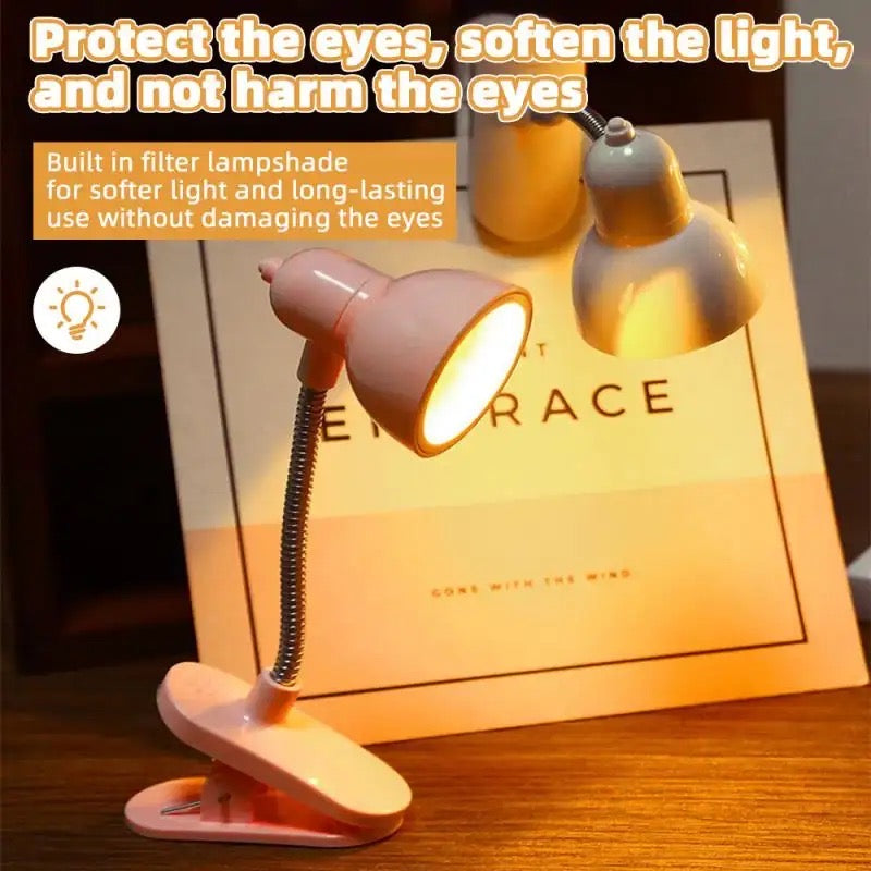 Mini Book Lamp, 360 Rotatable lamp With Clamp, Mini Clip On Study Desk Lamp, Flexible Bedside Table Lighting Lamp,  Home Portable Book Clip Lamp