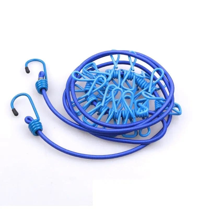 12 Clips Elastic Laundry Rope, Portable Multifunctional Drying Clips, Garden Windproof Clothesline With Clips, Portable Stretchable Line, Traveling Hanger Elastic Rope, Adjustable Laundry Clothesline, Windproof Stretch Drying Rack
