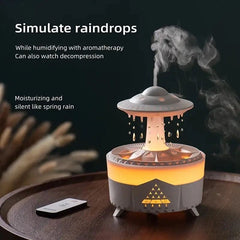 Rain Drop Mushroom Humidifier, Timing Colorful Night Light Essential Oil Diffuser, Ultrasonic RC Atomization Air Freshener, Relax Cloud Rain Diffuser, Airwall Air Humidifier, 300ml Humidifier with Timing Function for Home Office