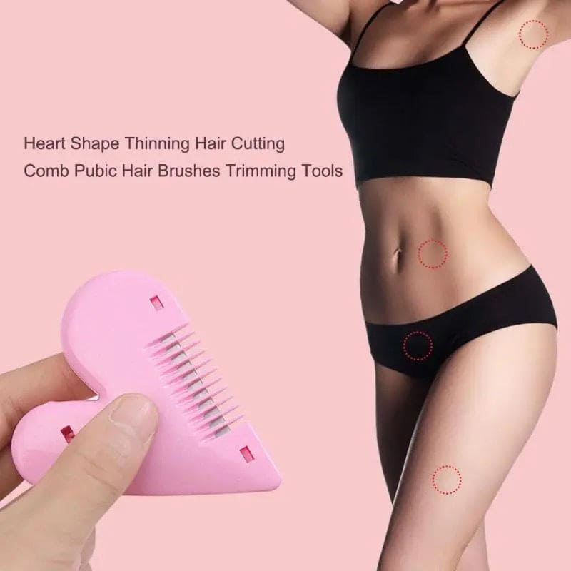 Love Heart Hair Trimming Comb, Pink Mini Hair Trimmer, Cute Manual Hair Cutting Comb, Women Hair Cutting Comb, Body Hair Removal, Pubic Hair Brush, Self Hair Cutting Comb