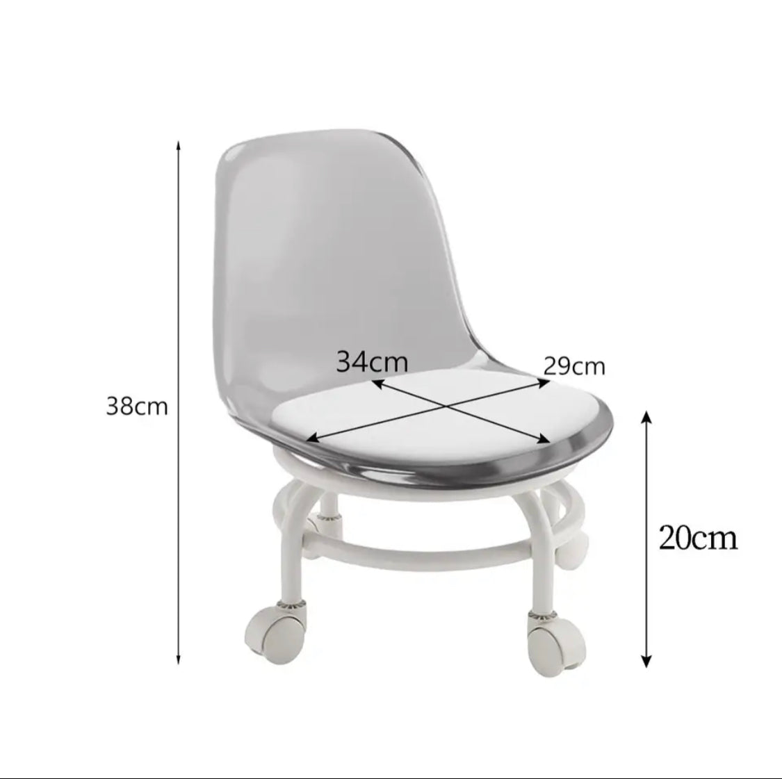 Acrylic Small Stool With Universal Wheel, Mobile Salon Step Stool, Kids Chair with Transparent Backrest