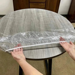 Set Of 10 Disposable Table Cover, PVC Round Waterproof Cover, Transparent Elastic Edged Tablecloth, Home Disposable Table Protection Cover