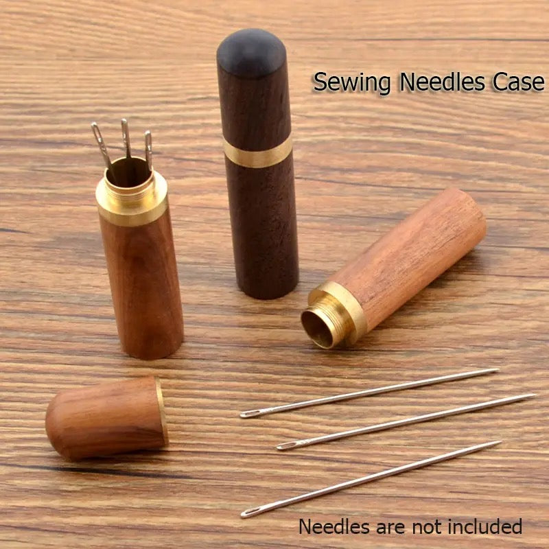 Wooden Needle Case, 30 Pcs Side Hole Blind Sewing Needles, Stainless Steel Elderly Self Threading Needles, Household DIY Beading Threading Needle, Sewing Embroidery Needle Accessories