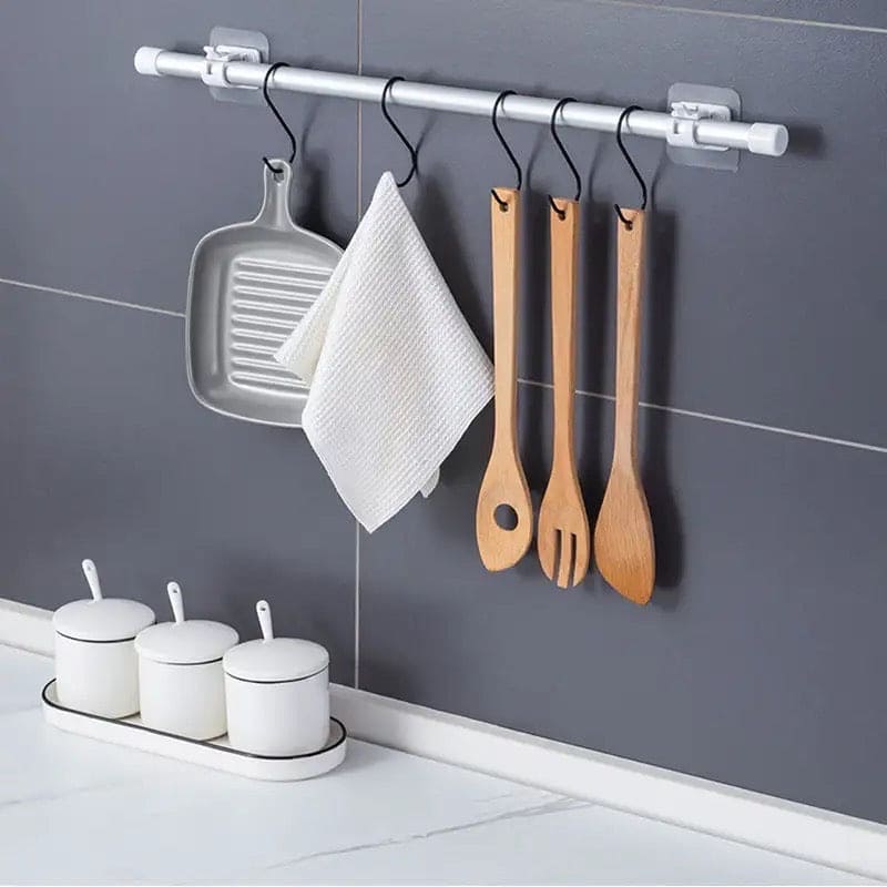 Set Of 2 Transparent Curtain Rod Holder, Household Fixed Clip, Hanging Hook Holder, Self Adhesive Sticky Hooks, Adjustable Clamp Bracket Holder, Crossbar Hook for Storing Gadgets, Multipurpose Curtain Rod Holder