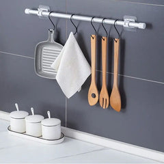 Set Of 2 Transparent Curtain Rod Holder, Household Fixed Clip, Hanging Hook Holder, Self Adhesive Sticky Hooks, Adjustable Clamp Bracket Holder, Crossbar Hook for Storing Gadgets, Multipurpose Curtain Rod Holder
