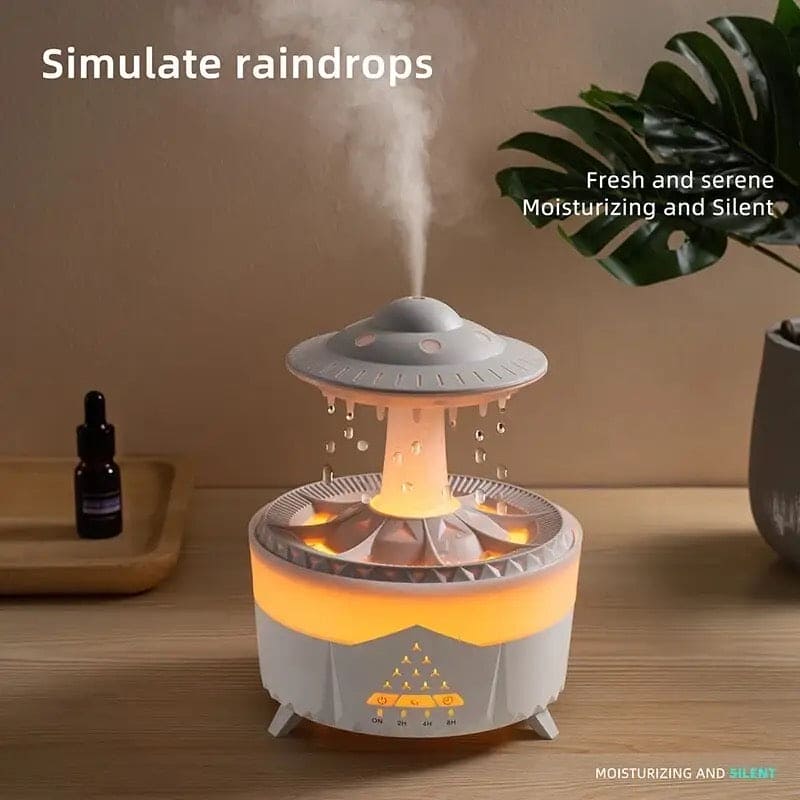 Rain Drop Mushroom Humidifier, Timing Colorful Night Light Essential Oil Diffuser, Ultrasonic RC Atomization Air Freshener, Relax Cloud Rain Diffuser, Airwall Air Humidifier, 300ml Humidifier with Timing Function for Home Office
