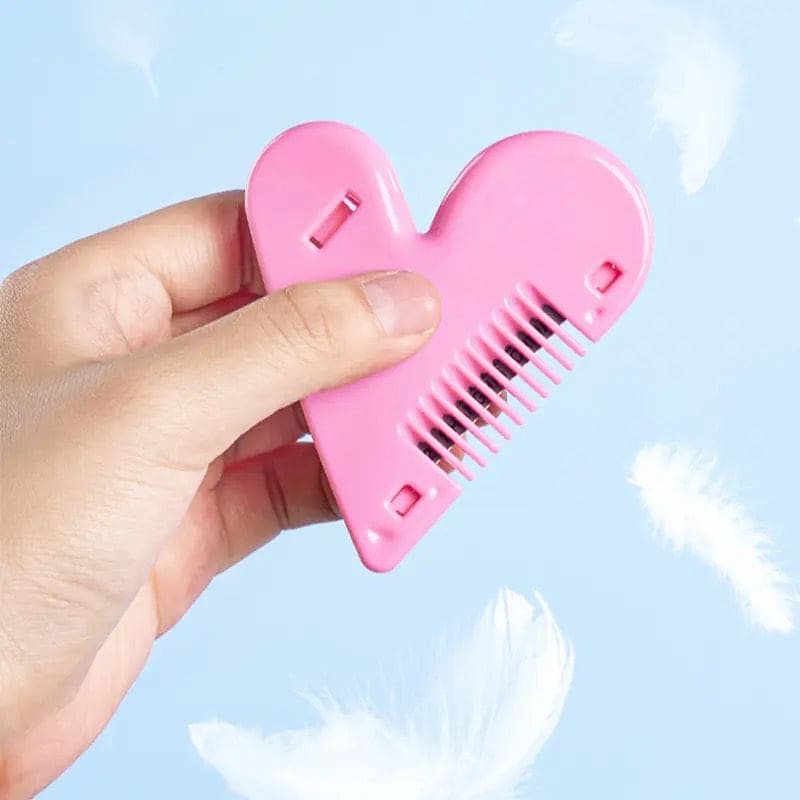 Love Heart Hair Trimming Comb, Pink Mini Hair Trimmer, Cute Manual Hair Cutting Comb, Women Hair Cutting Comb, Body Hair Removal, Pubic Hair Brush, Self Hair Cutting Comb