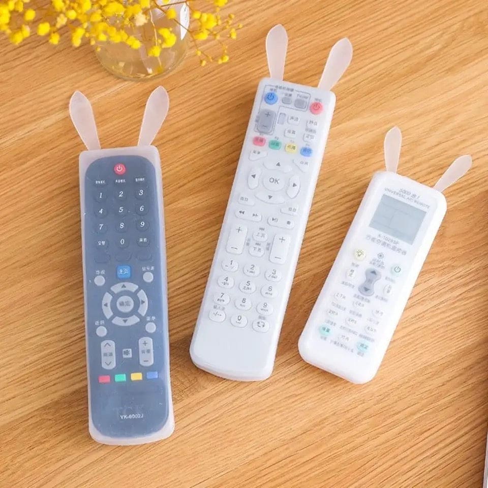 Silicon Rabbit RC Cover, Universal Home TV Remote Control Cover, Transparent Noctilucent Cover,  Waterproof Clear Protector Skin Pouch Bag, Dust-proof Anti-fall Rabbit Ear Protective Case