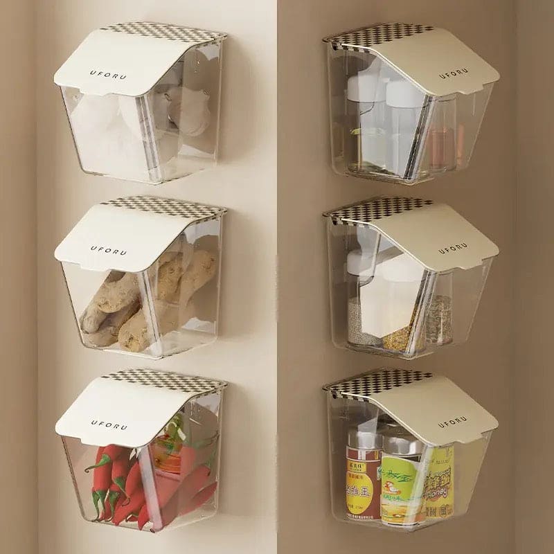 Wall Mounted Spice Keeper, Airtight Wall Food Storage Container, Elegance Lady Storage Container, Ginger Garlic Storage Basket, Kitchen Fresh Storage With Cover, Multifunctional Storage Box, Multipurpose Kitchen Bathroom Home Storage Box
