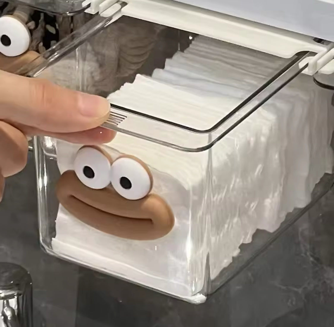 Transparent Smiley Mini Drawer, Under Table Drawer Storage Box, Cosmetic Pull Out Shelf Storage Box, Under Cabinet Storage Drawer