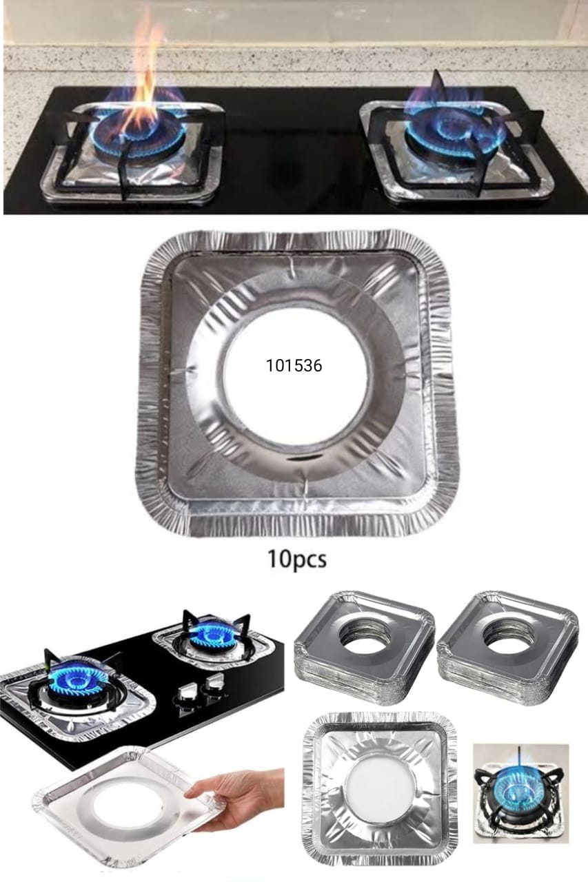 10Pcs Aluminium Stove Disposable Cover, Gas Burner Bib Liners Stove Cover, Cleaning Pad Mat Kitchen