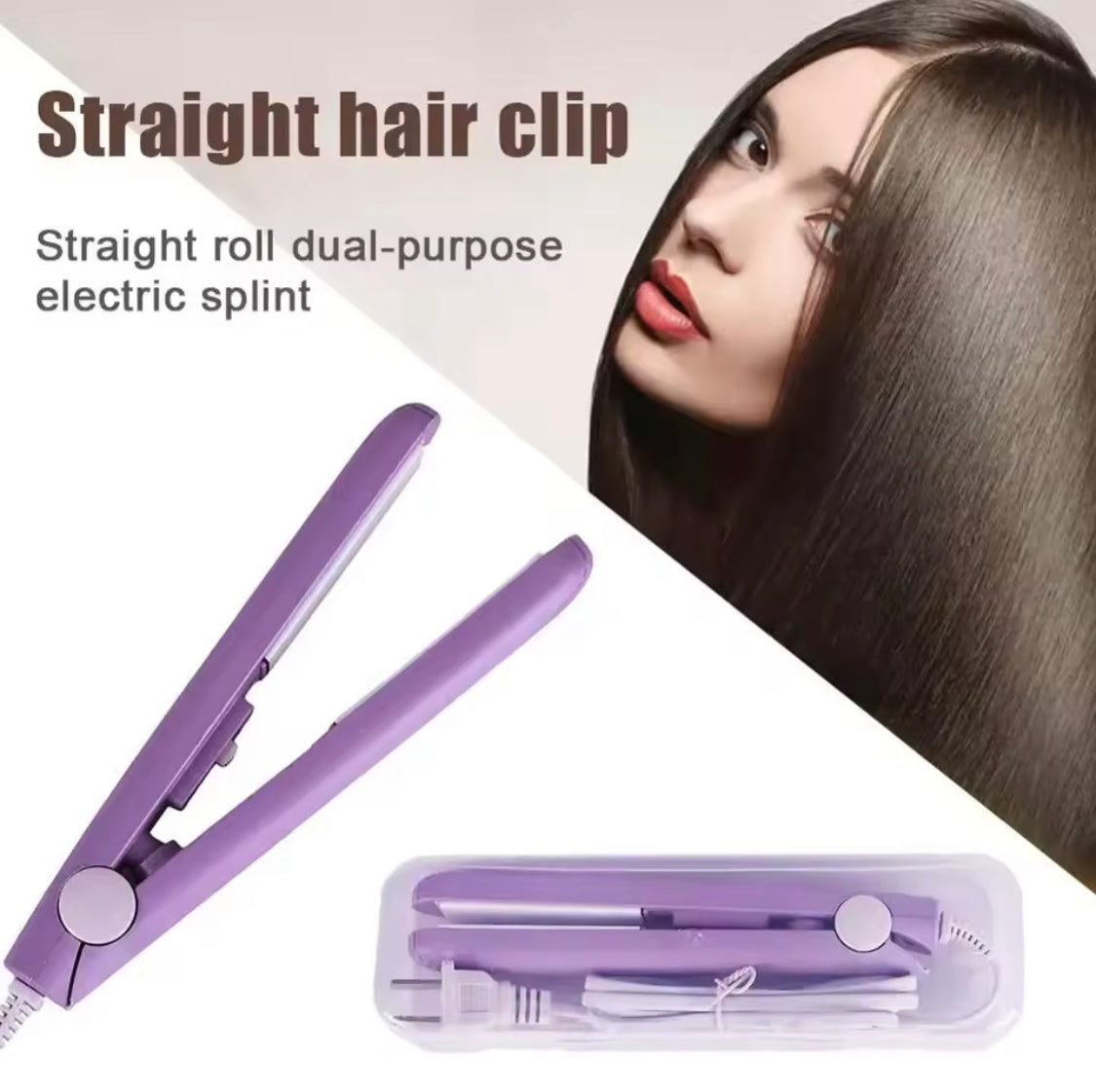 Mini Electric Hair Straightener, Small Power Plug Curling Hair Straightener, Portable Hair Curling Iron Machine