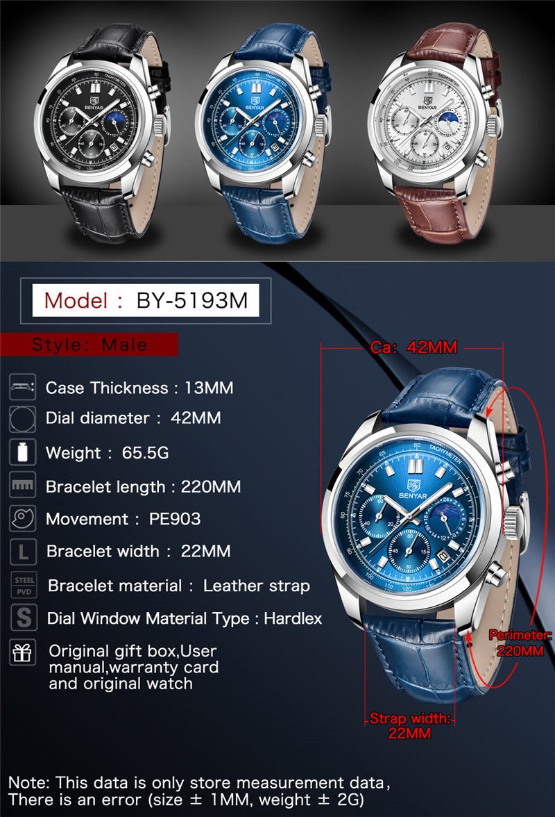 Benyar- Round Analog Chronograph- BY5193 M