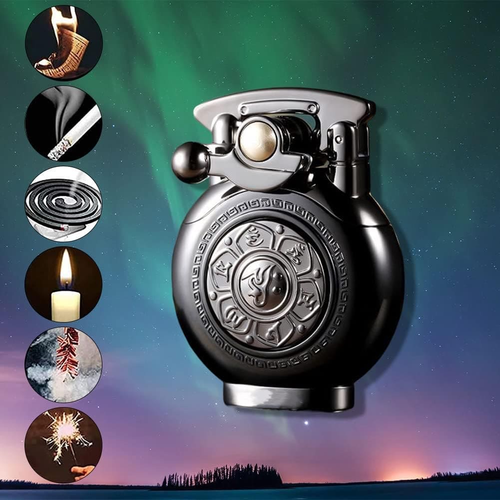 Timeline Vintage Lighter, Pressure Relief Lighter, Aigrette Classic Trench Lighter, Wheel Ignition Kerosene Lighter, Creative Rolling Tray Outdoor Windproof Lighter, Antique Soft Flame Lighter, Reusable Windproof Trench Lighter, Lift Arm Flame Lighters