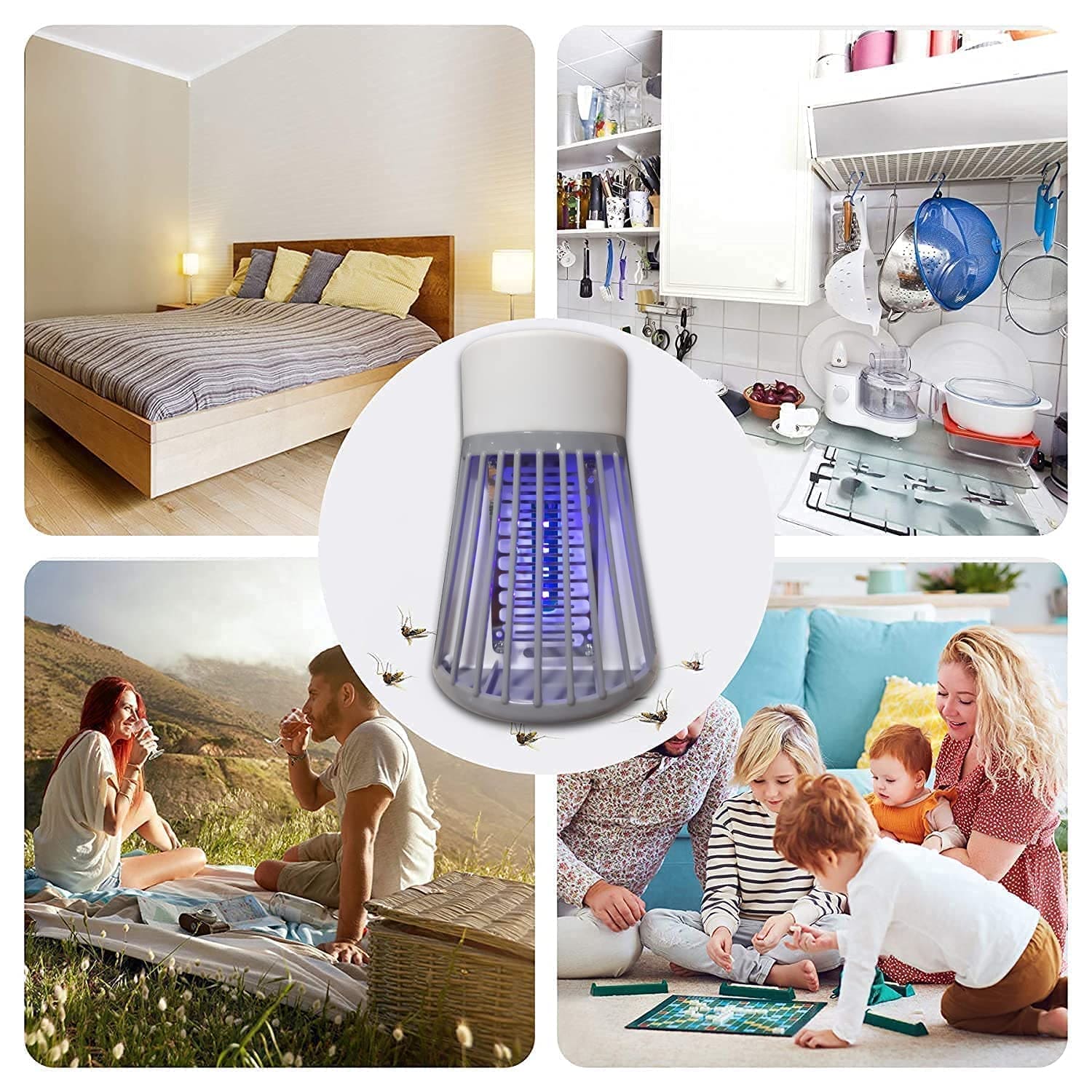 Socket Mosquito Lamp, UV Light Fly Mosquito Trap Racket, Plug In Mosquito Killer Device, Electric Mosquito Trap Lamp, Multipurpose Powered Electronic Bug Zappers