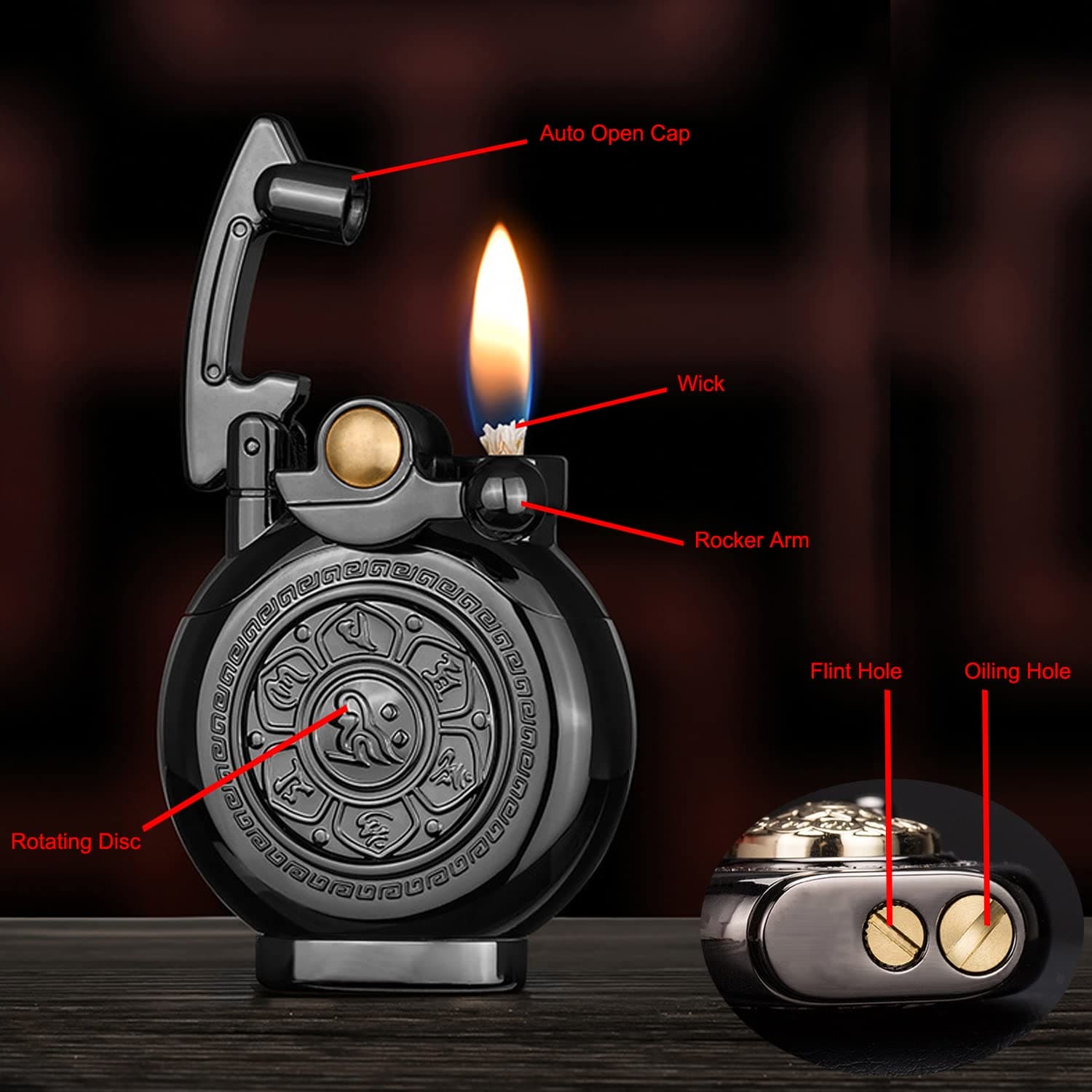 Timeline Vintage Lighter, Pressure Relief Lighter, Aigrette Classic Trench Lighter, Wheel Ignition Kerosene Lighter, Creative Rolling Tray Outdoor Windproof Lighter, Antique Soft Flame Lighter, Reusable Windproof Trench Lighter, Lift Arm Flame Lighters