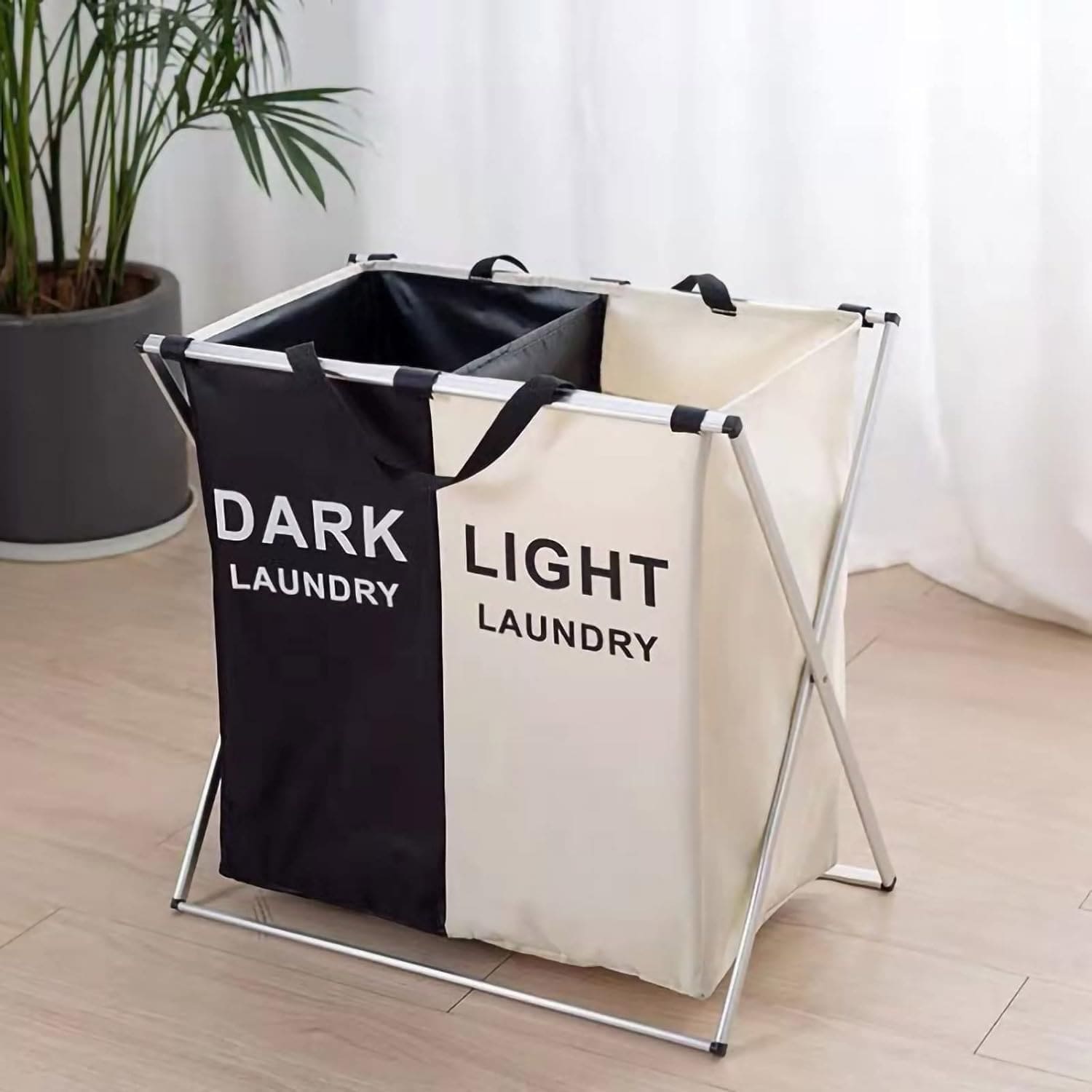 2/3 Grid Laundry Basket With Stand, Foldable Dirty Clothes Storage Hamper, Waterproof Home Laundry Basket, X Shape Foldable Dirty Laundry Basket, Collapsible Laundry Storage Organizer, Oxford Fabric Clothes Laundry Bag