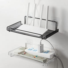 Wall Router Rack, TV Set Top Organizer Rack, Self Adhesive Wall Shelf, Wall Metal Mesh Bracket, Wifi Router Shelf Floating Shelf