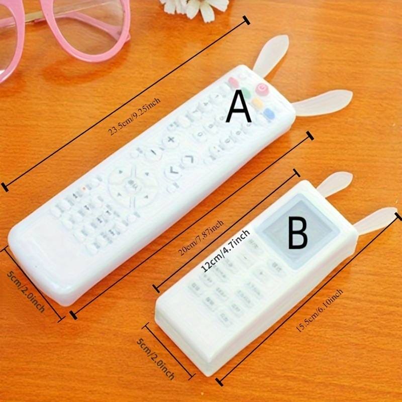 Silicon Rabbit RC Cover, Universal Home TV Remote Control Cover, Transparent Noctilucent Cover,  Waterproof Clear Protector Skin Pouch Bag, Dust-proof Anti-fall Rabbit Ear Protective Case
