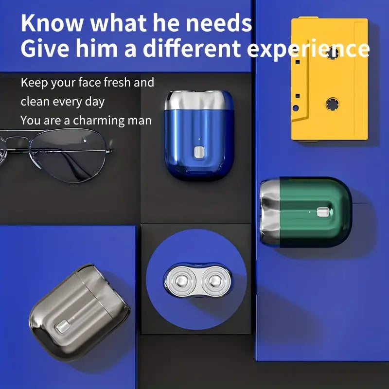 U Electric Shaver, Double Head Electric Shaver, Mini Beard Shaver, Pocket Beard Trimmer, Rechargeable Small Cannon Shaver, Portable Mini Beard Trimmer, Washable Shaver For Men Razor, Magnetic Suction Shaver, Portable IPX7 Head Double Charge Trimmer