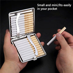 Slim Leather Cigarette Case, Double Open 20 Sticks Leather Cigarette Case, Metal Frame Black Faux Leather Cigarette Case, Men Cigarette Case Smoking Accessories, Creative Pocket Tobacco Holder, Pressure Proof Protective Cigarettes Case