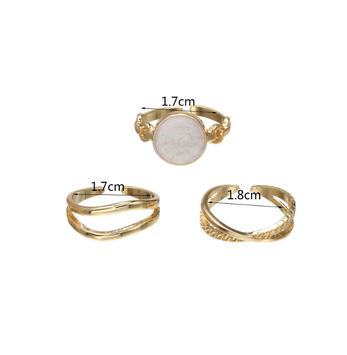 Shein 3pcs Round Decor Cuff Ring