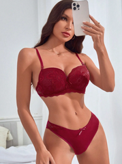 Shein Floral Lace Underwire Lingerie Set