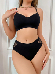 Shein Solid Hollow Out Lingerie Set