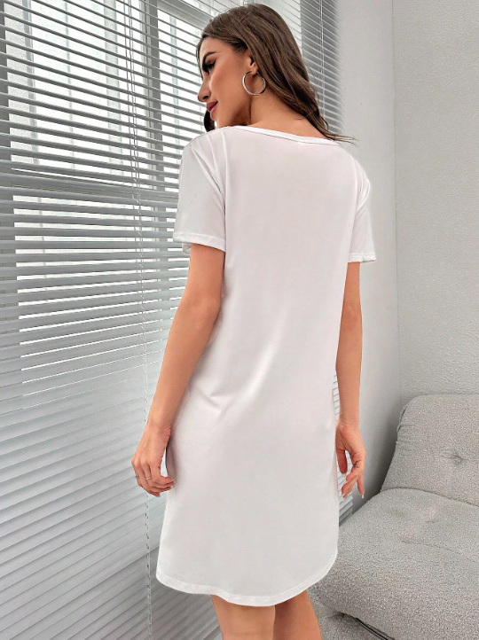 Shein - Mulvari Letter Graphic Nightdress