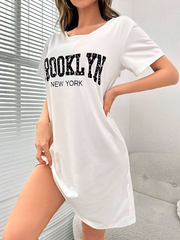 Shein - Mulvari Letter Graphic Nightdress