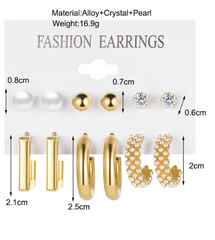 Shein - 12pairs/set Rhinestone & Faux Pearl Earrings Set