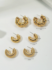 Shein - 3pairs Simple Geometric C Shaped Acrylic Earrings For Women, Vintage Style Everyday Wear