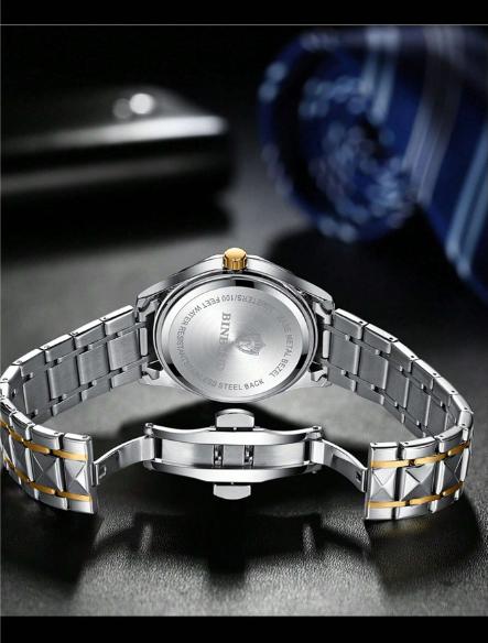 Shein - Luxury Women's Watch With Rhinestones, Quartz Movement, Waterproof, Stainless Steel Strap & Date Display