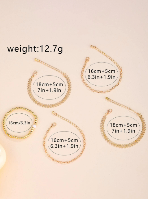 Shein - 1pc Women Zinc Alloy Strap Glamorous Rhinestone Decor Round Dial Quartz Watch & 5pcs Bracelet, For Daily Decoration
