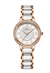 Shein - Rhinestone Decor Round Pointer Quartz Watch
